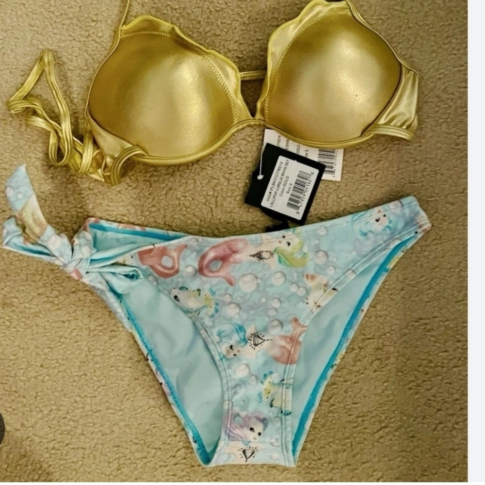 Iron Fist Gold Bikini with Blue Mermaid Print